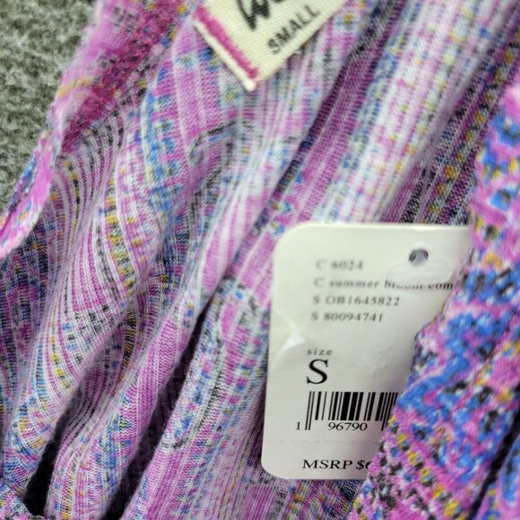 Free People Tank Women's Small Purple Summer Bloom Your Twisted Tank Top NWT - Picture 10 of 13